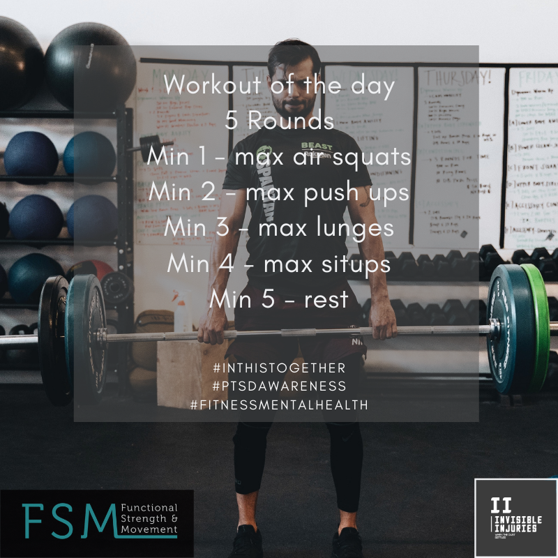 bearded male holding a heavy barbel doing a deadlift with workout in text