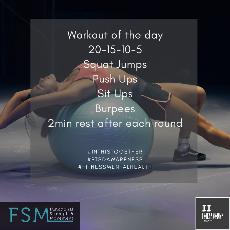 brunette in 80s style gym gear doing a backstretch on a medicine ball with workout in text