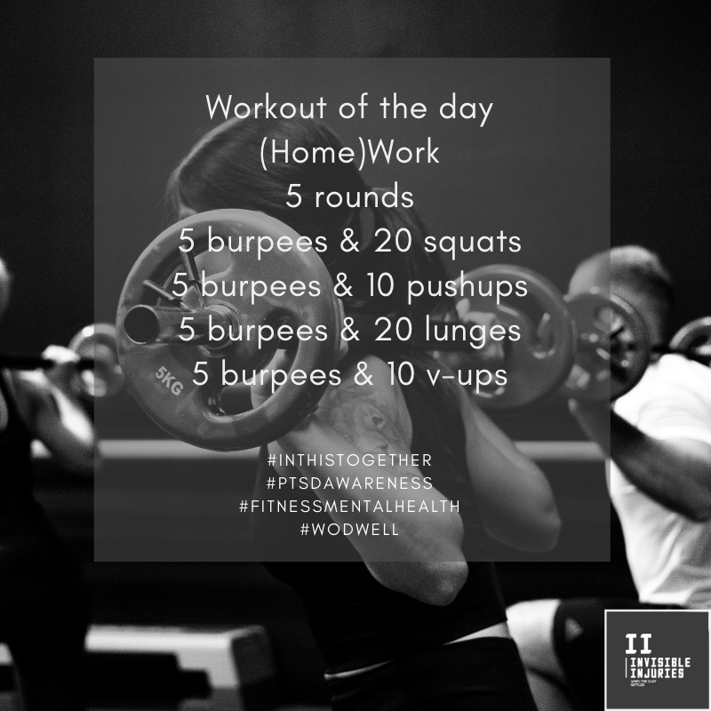 black and white image of woman and man holding a small barbel on their shoulders with workout in text
