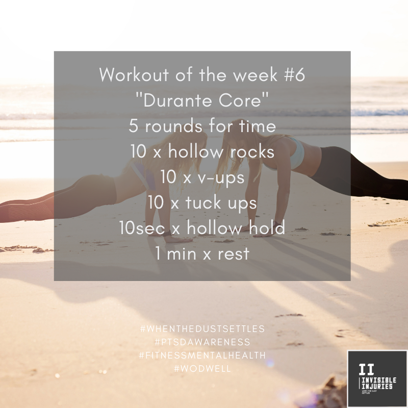 two attractive women in workout wear facing each other in plank pose on the beach with workout in text