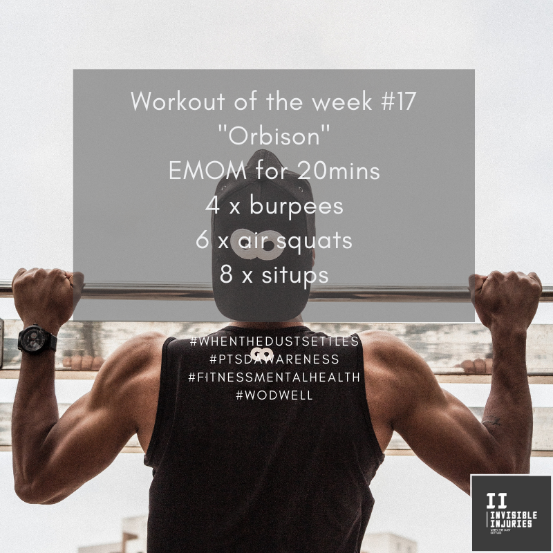 athletic male in black singlet in top position of heaves with workout in text