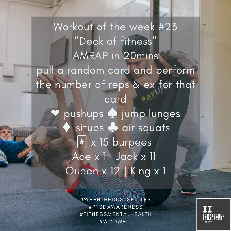 gym trainer assisting their client to do a v-situp on gymfloor with workout in text