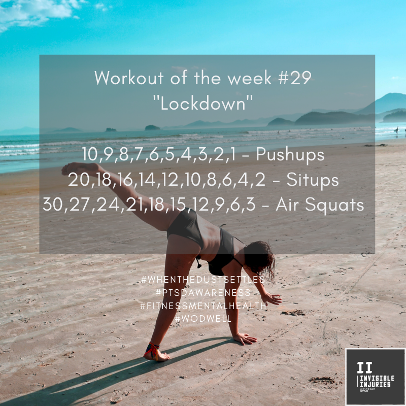attractive woman in black bikini doing a cartwheel on the beachsand with workout in text