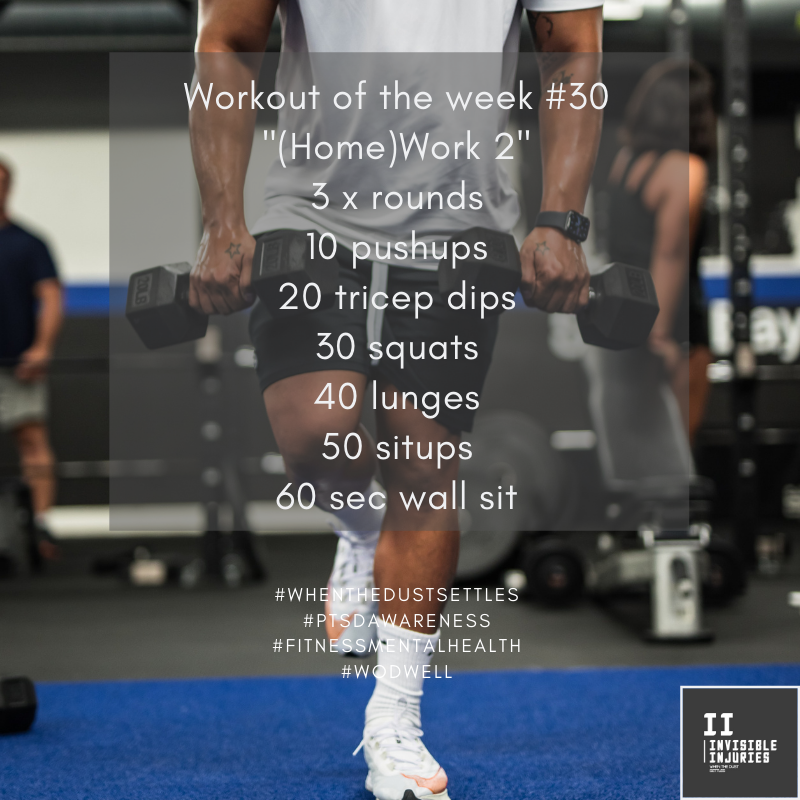 man holding dumbels standing on one leg about to do single leg squat with workout in text