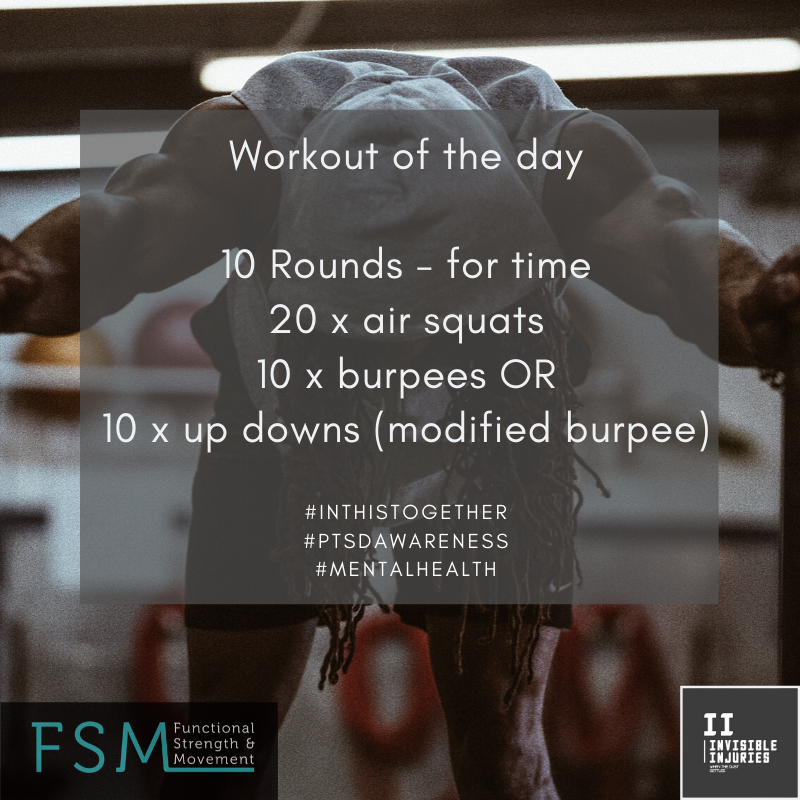 man with hooded sweater and dreadlocks pushing on weights in gym with workout description in text