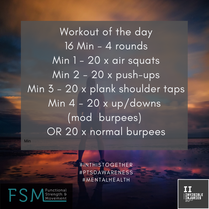 man standing on puddle with mirror reflection of the same image and workout in text