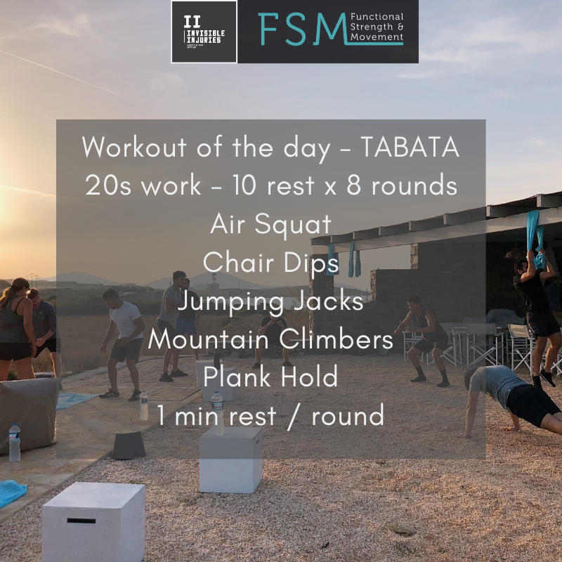 several people doing group workout at outdoor gym with ocean in the background and workout in text