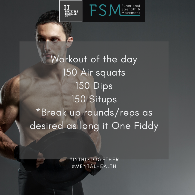 shirtless muscly dude holding weight looking away with workout in text